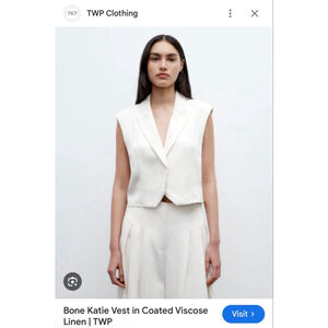 NWT TWP Bone Katie Vest in Coated Viscose Linen, Size S